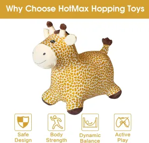 HotMax Giraffe Bouncy Horse Toy, Inflatable Plush Bouncing Horse for Toddlers, Outdoor Ride on Bouncy Animals, Birthday Gift for 18 Months 2 3 4 Year Old Boy or Girl