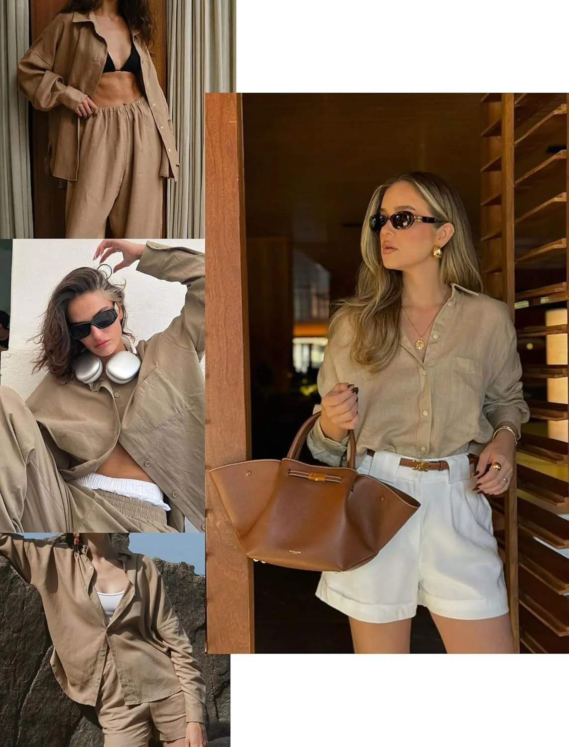 HOTOUCH Womens Linen Button Down Shirt Casual Long Sleeve Cotton Blouse Loose Fit Collared Work Gauze Tops with Pocket