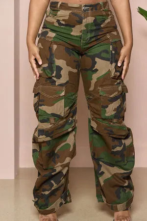 hulianfu Camouflage Modern Multi Pocket Jeans