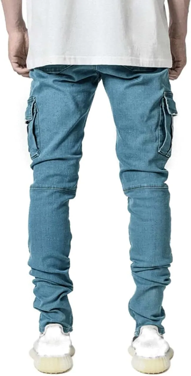 HUNGSON Men's Slim Fit Stretch Jeans Ripped Skinny Jeans for Men, Distressed Straight Leg Fashion Comfort Flex Waist Pants