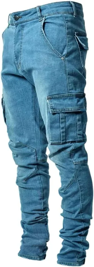 HUNGSON Men's Slim Fit Stretch Jeans Ripped Skinny Jeans for Men, Distressed Straight Leg Fashion Comfort Flex Waist Pants