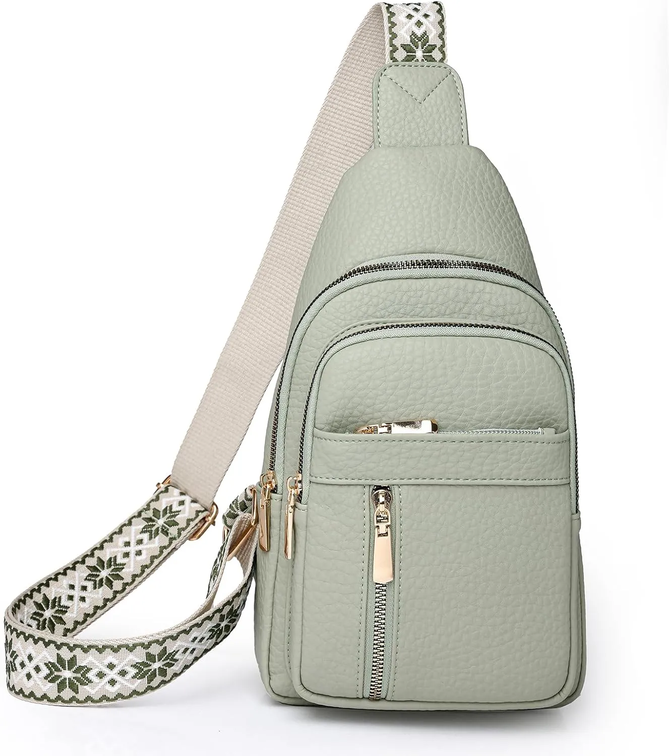 I IHAYNER Small Sling Bag for Women Vegan Leather Fanny Pack Crossbody Bag for Women Casual Daypack for Travel Chest Bag Green