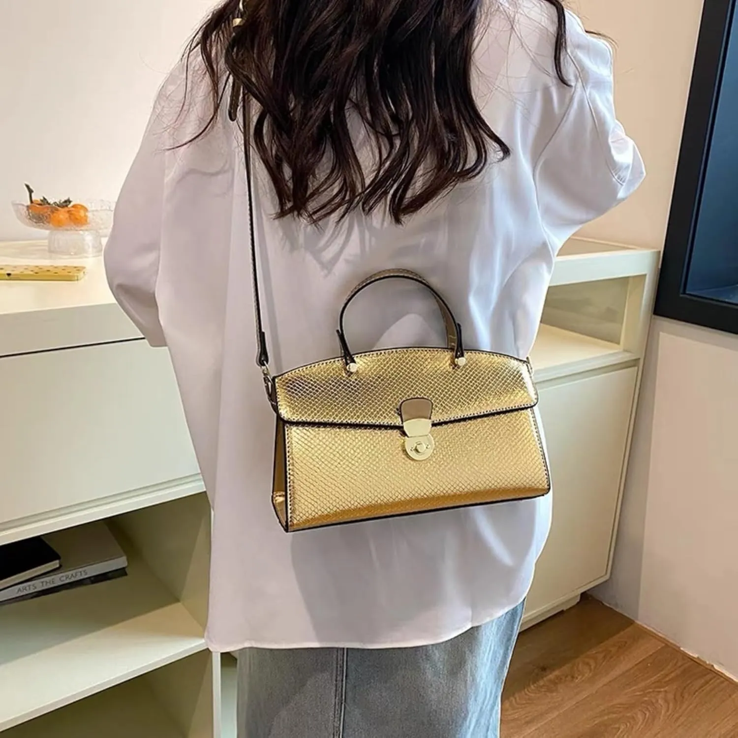 IAMUHI Women's Retro Evening Handbag Snake Pattern Top Handle Satchel Ladies Designer PU Leather Small Tote Crossbody Bag