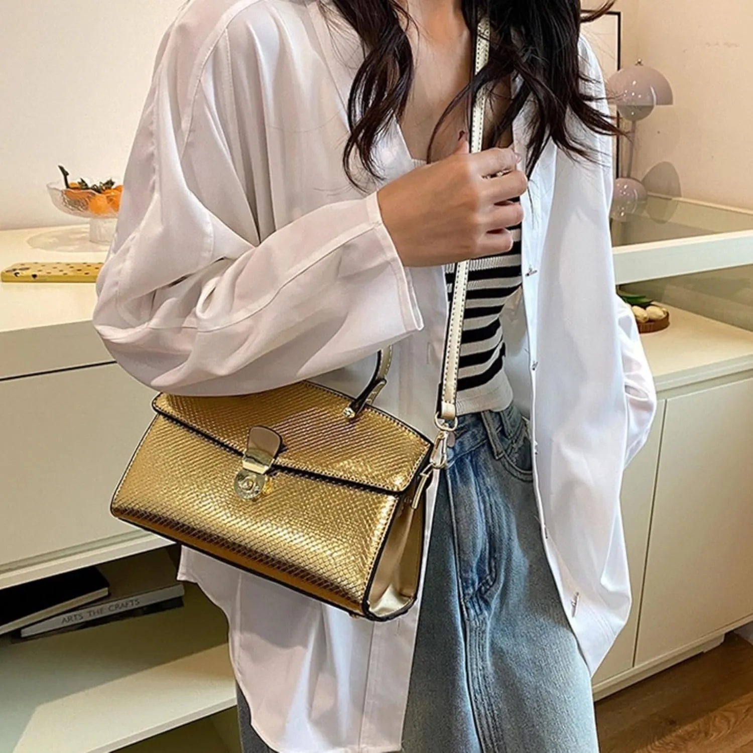 IAMUHI Women's Retro Evening Handbag Snake Pattern Top Handle Satchel Ladies Designer PU Leather Small Tote Crossbody Bag