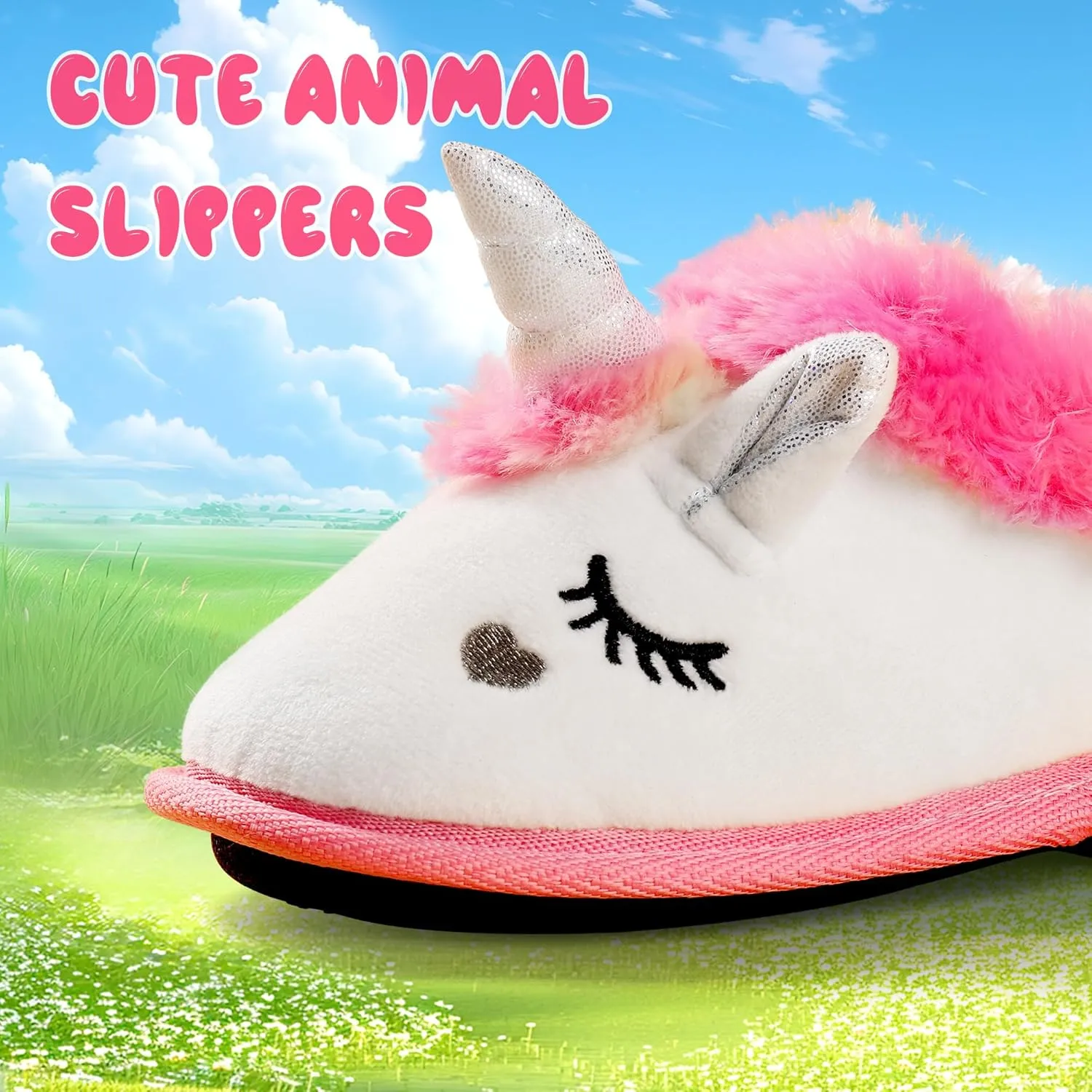 Ibeauti Cute Animal Slippers for Kids Boys Girls Memory Form Warm Plush Winter House Slippers Shoes