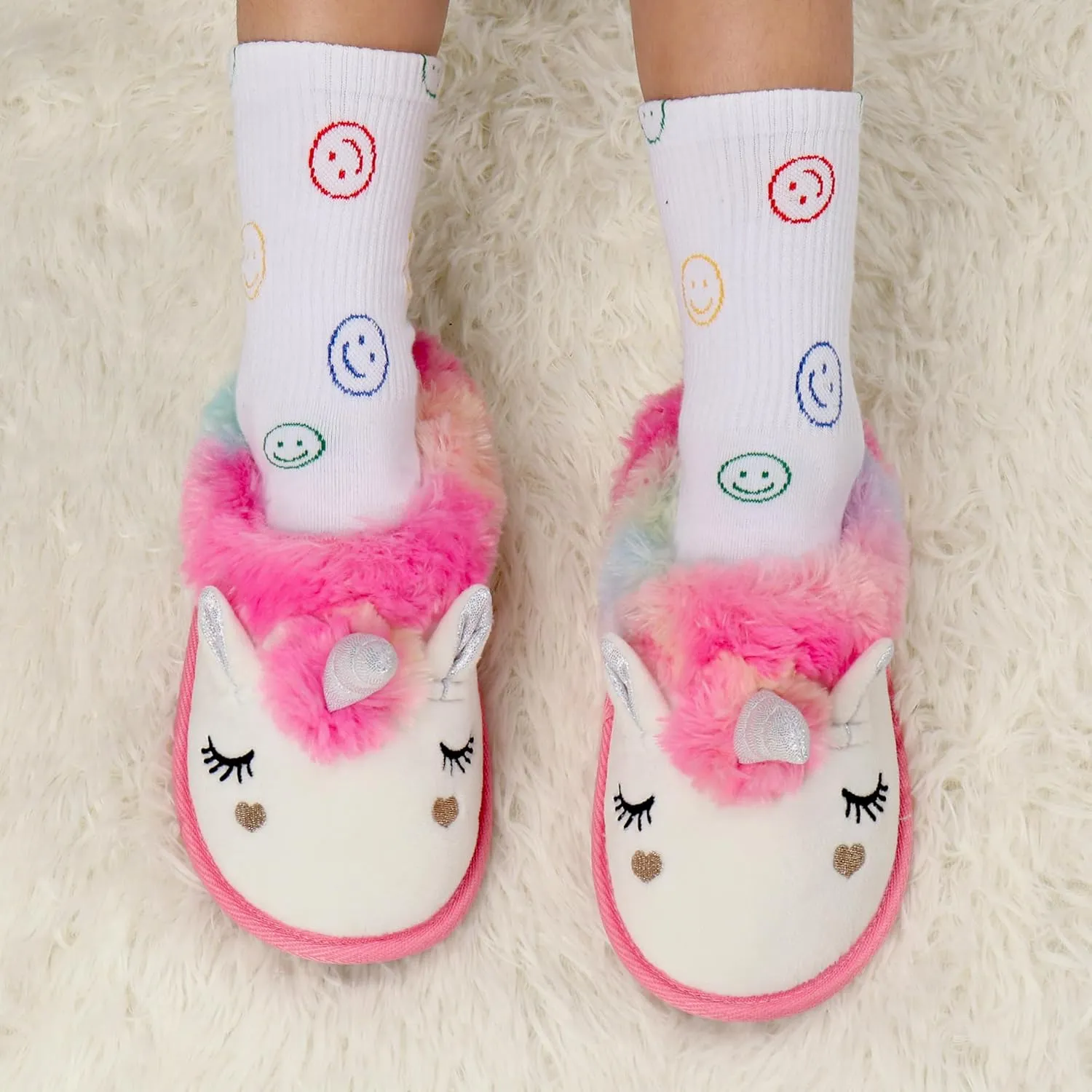 Ibeauti Cute Animal Slippers for Kids Boys Girls Memory Form Warm Plush Winter House Slippers Shoes