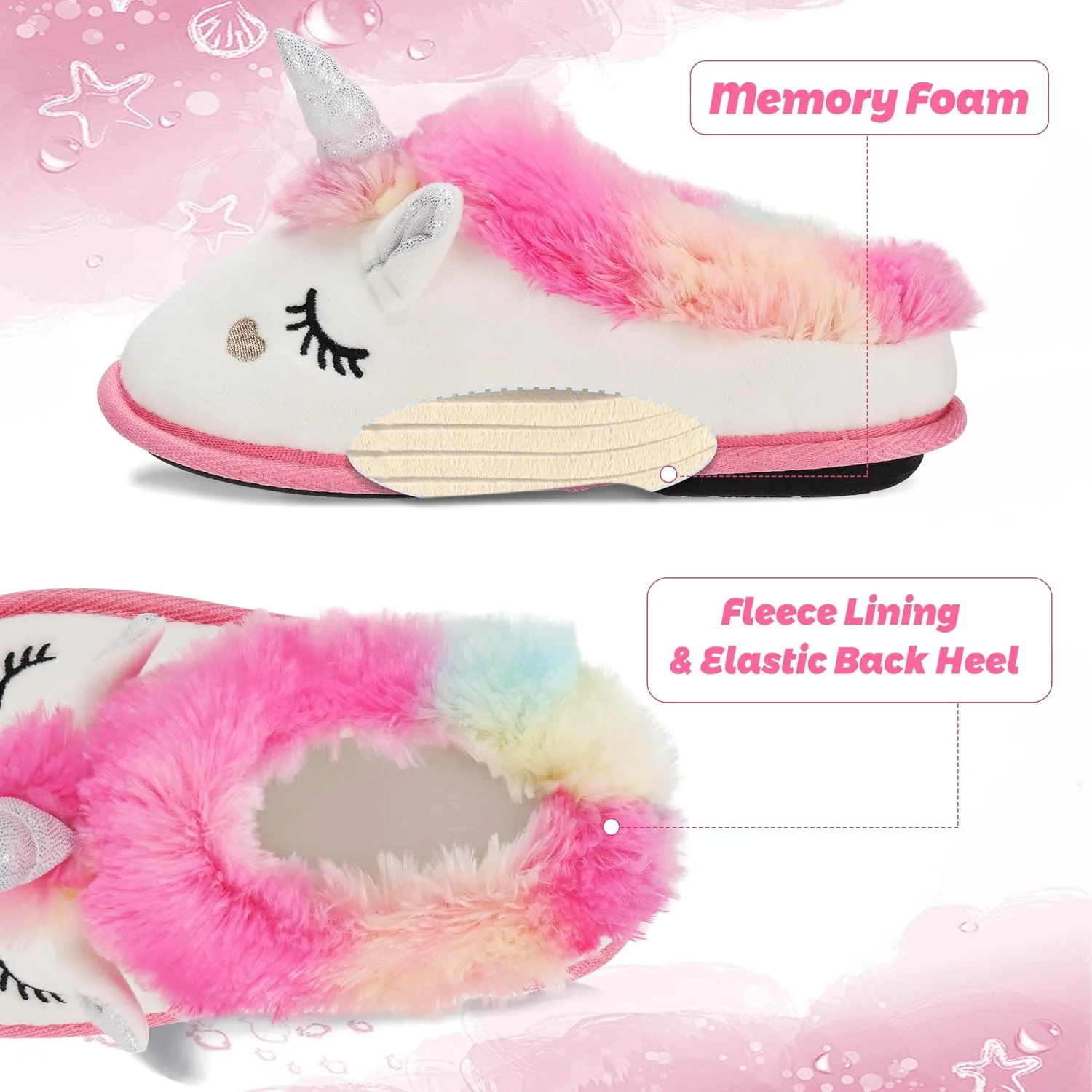 Ibeauti Cute Animal Slippers for Kids Boys Girls Memory Form Warm Plush Winter House Slippers Shoes