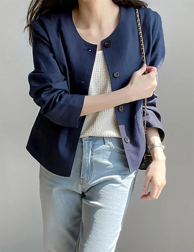 IDEALSANXUN Womens Linen Jackets Spring Summer Lightweight Linen Blazer Cardigan Tops