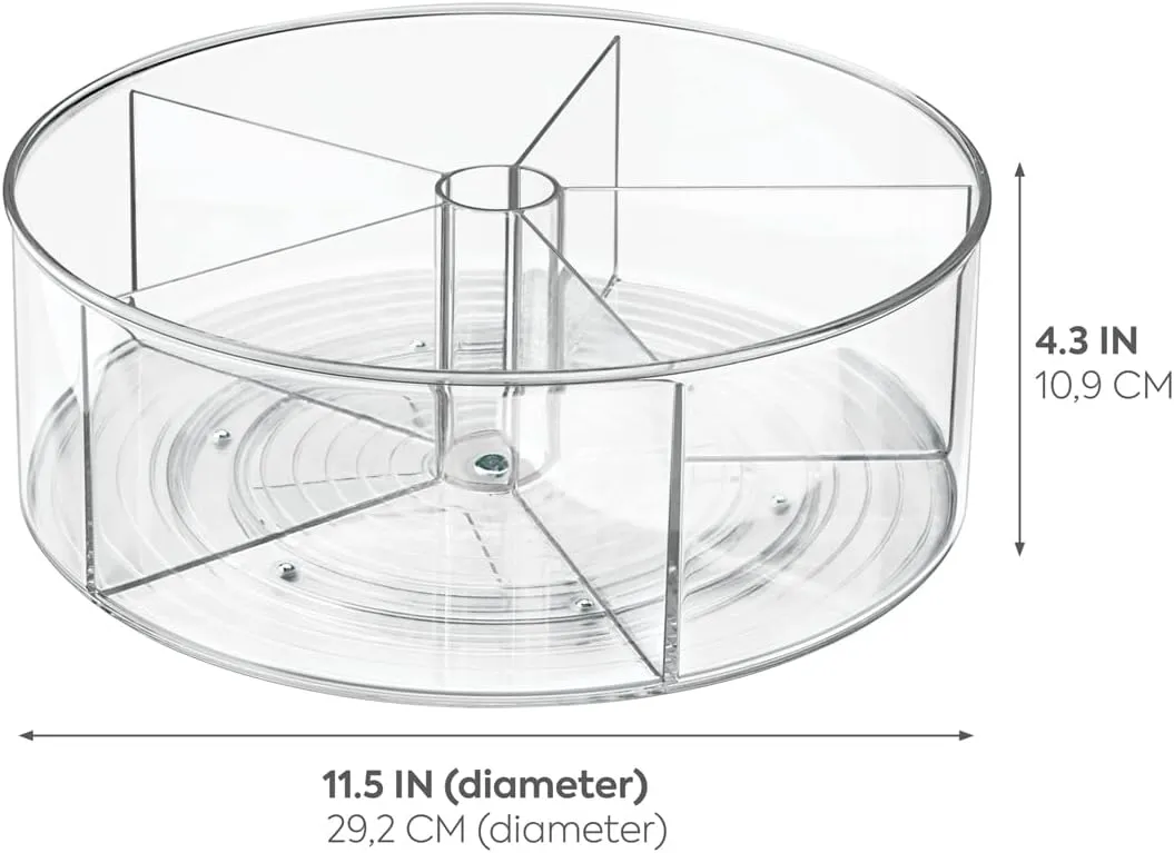 iDesign Recycled Plastic Lazy Susan Turntable Organizer Pantry, Bathroom, General Storage and More, The Linus Collection, 11.5", Clear