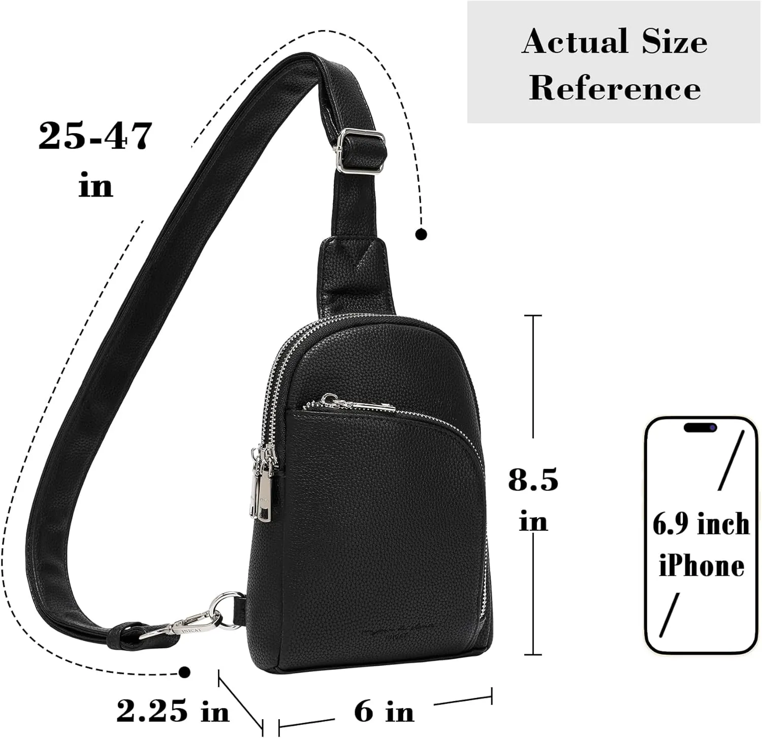 INICAT RFID Blocking Sling Bag Leather Crossbody Bags for Women Fanny Pack Cross Body for Woman Chest Bag for Travel 1.9L