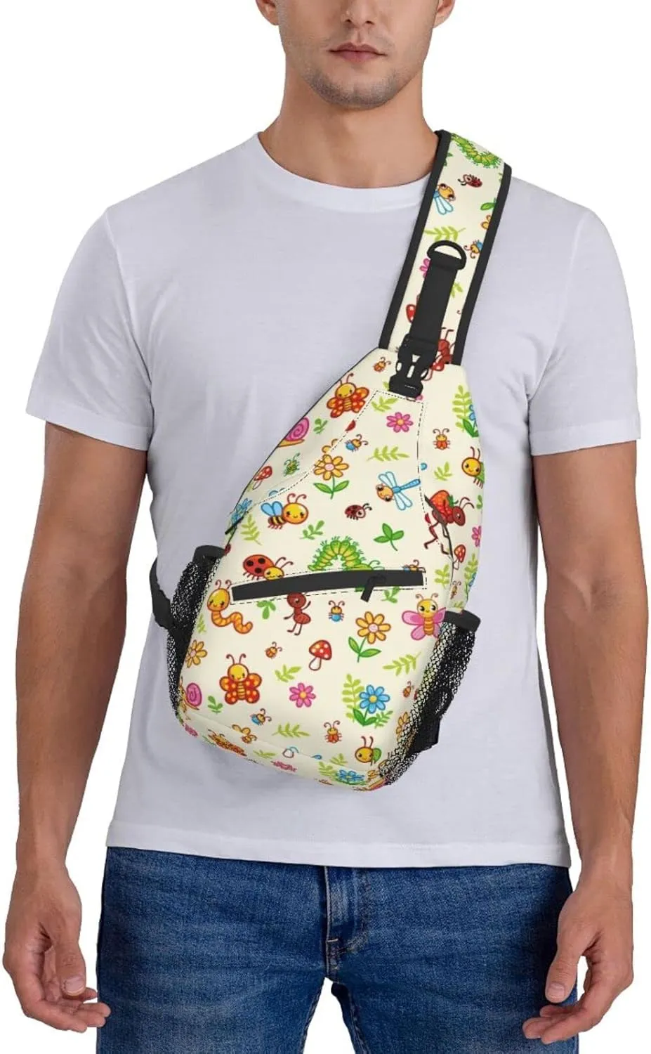 Insect Sling Bag Cute Crossbody Chest Daypack Casual Backpack Butterfly Shoulder Bag For Travel Picnic