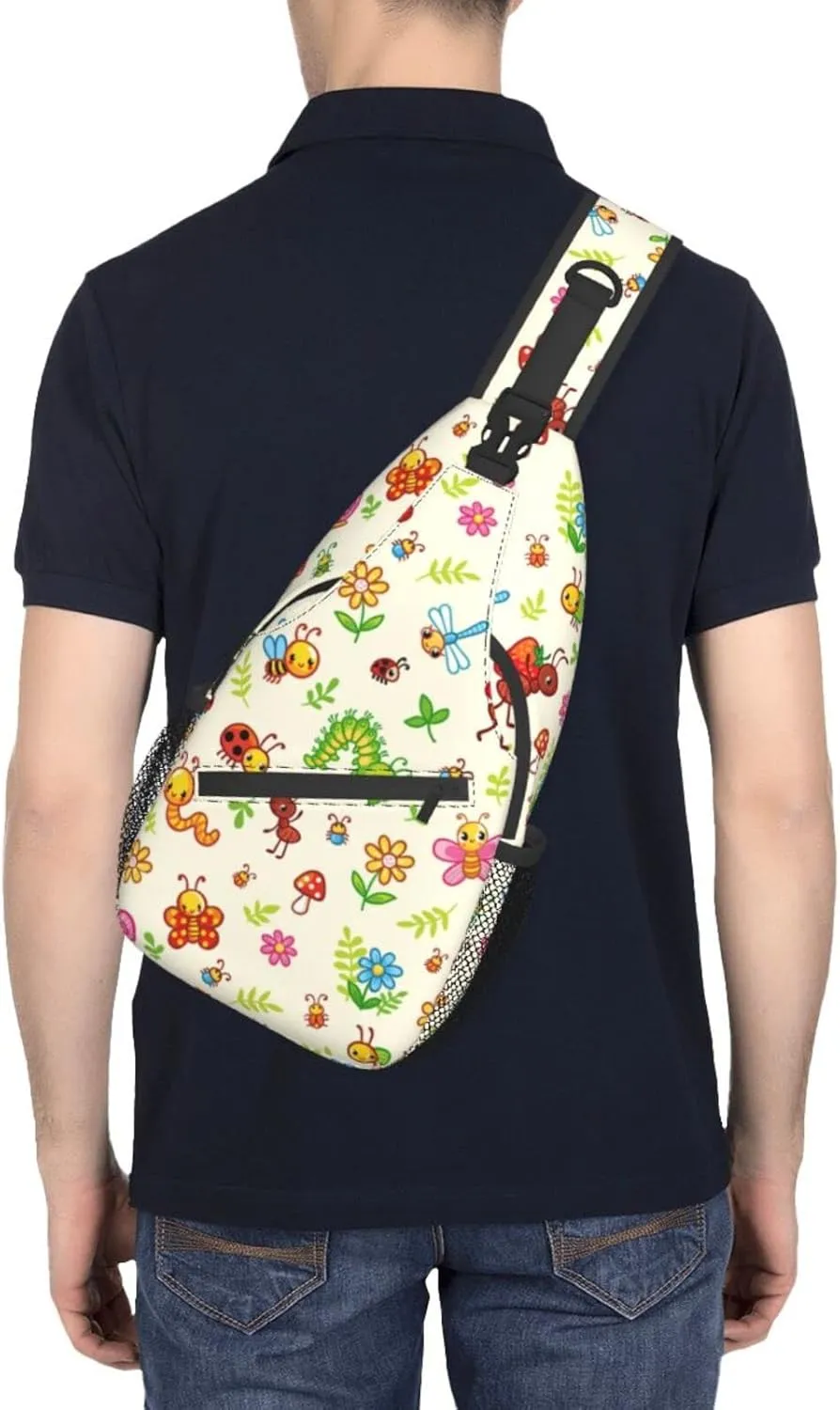 Insect Sling Bag Cute Crossbody Chest Daypack Casual Backpack Butterfly Shoulder Bag For Travel Picnic