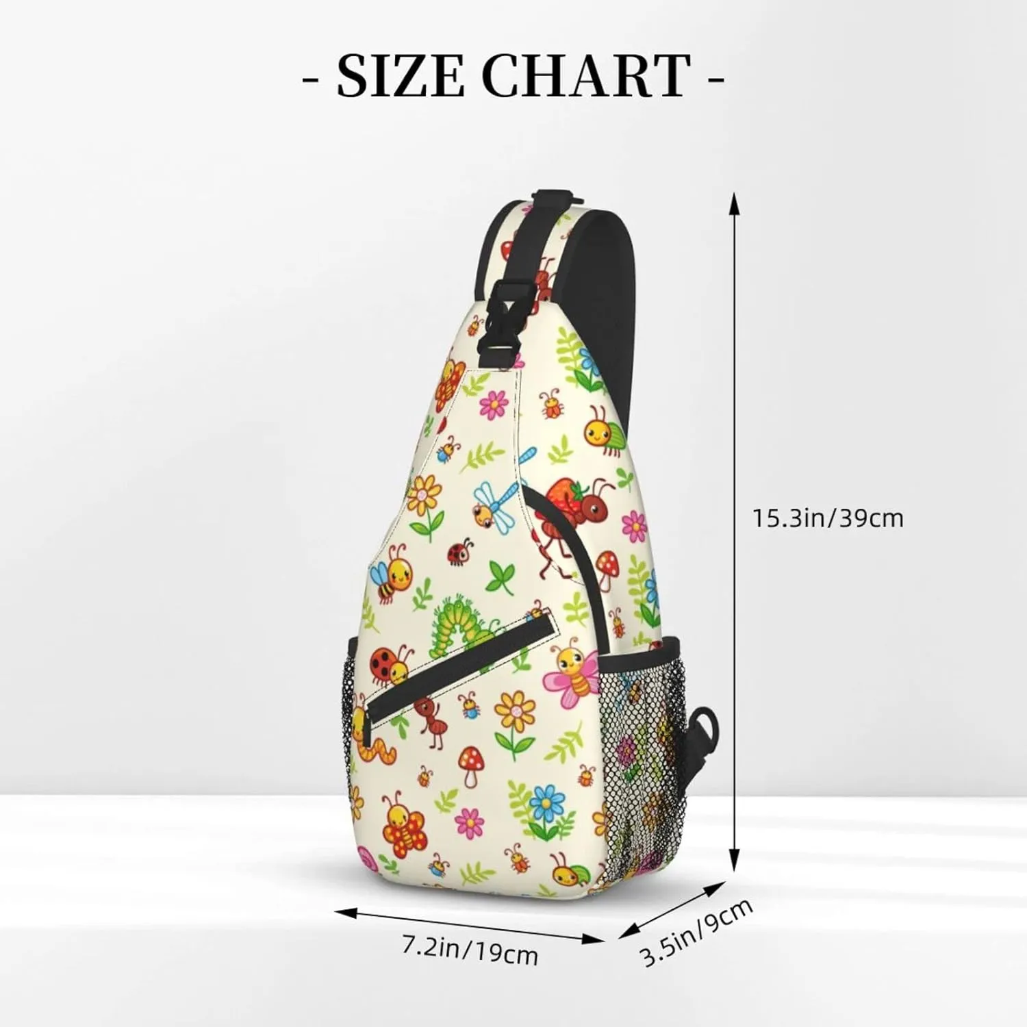 Insect Sling Bag Cute Crossbody Chest Daypack Casual Backpack Butterfly Shoulder Bag For Travel Picnic