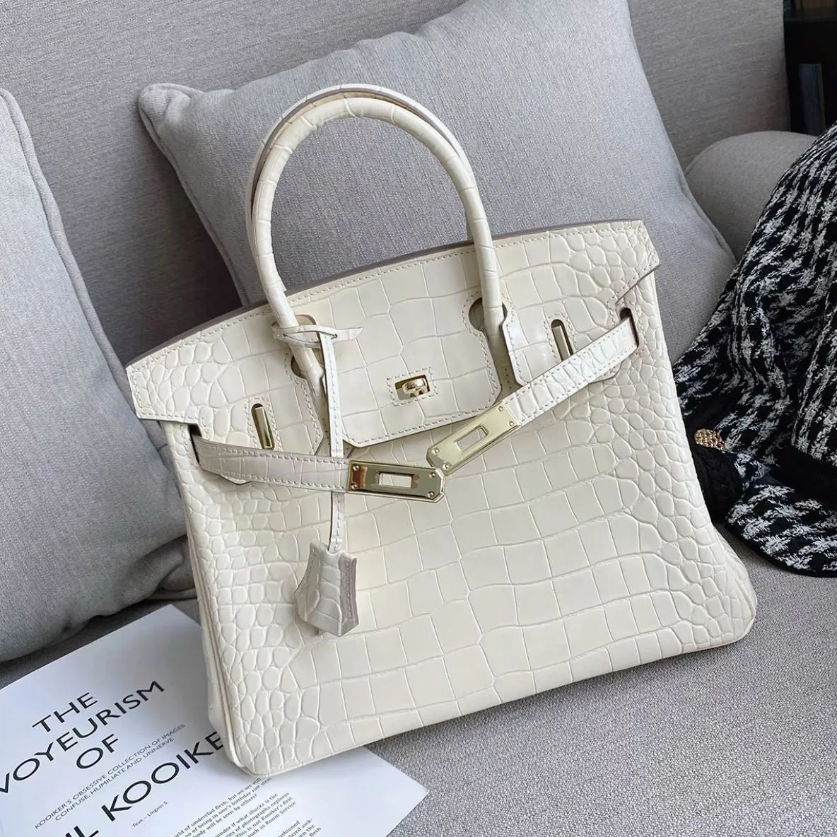 Inspired Berkin Bag Crocodile Pattern Leather Handbags for Woman