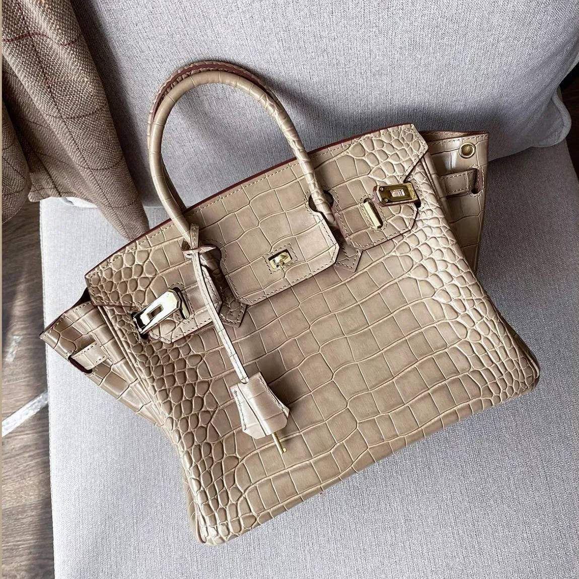 Inspired Berkin Bag Crocodile Pattern Leather Handbags for Woman