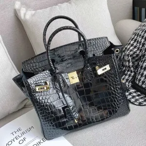 Inspired Berkin Bag Crocodile Pattern Leather Handbags for Woman