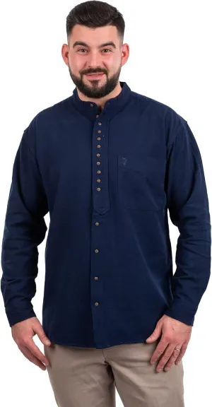 Irish Grandfather Shirt for Mens - Vintage Cotton and Linen Long-Sleeve Ireland Traditional Shirt Collarless