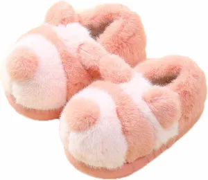 JadeRich Little Kids Fuzzy Cute Panda Slippers Comfy Warm Plush Memory Foam Winter House Shoes for Girls Boys