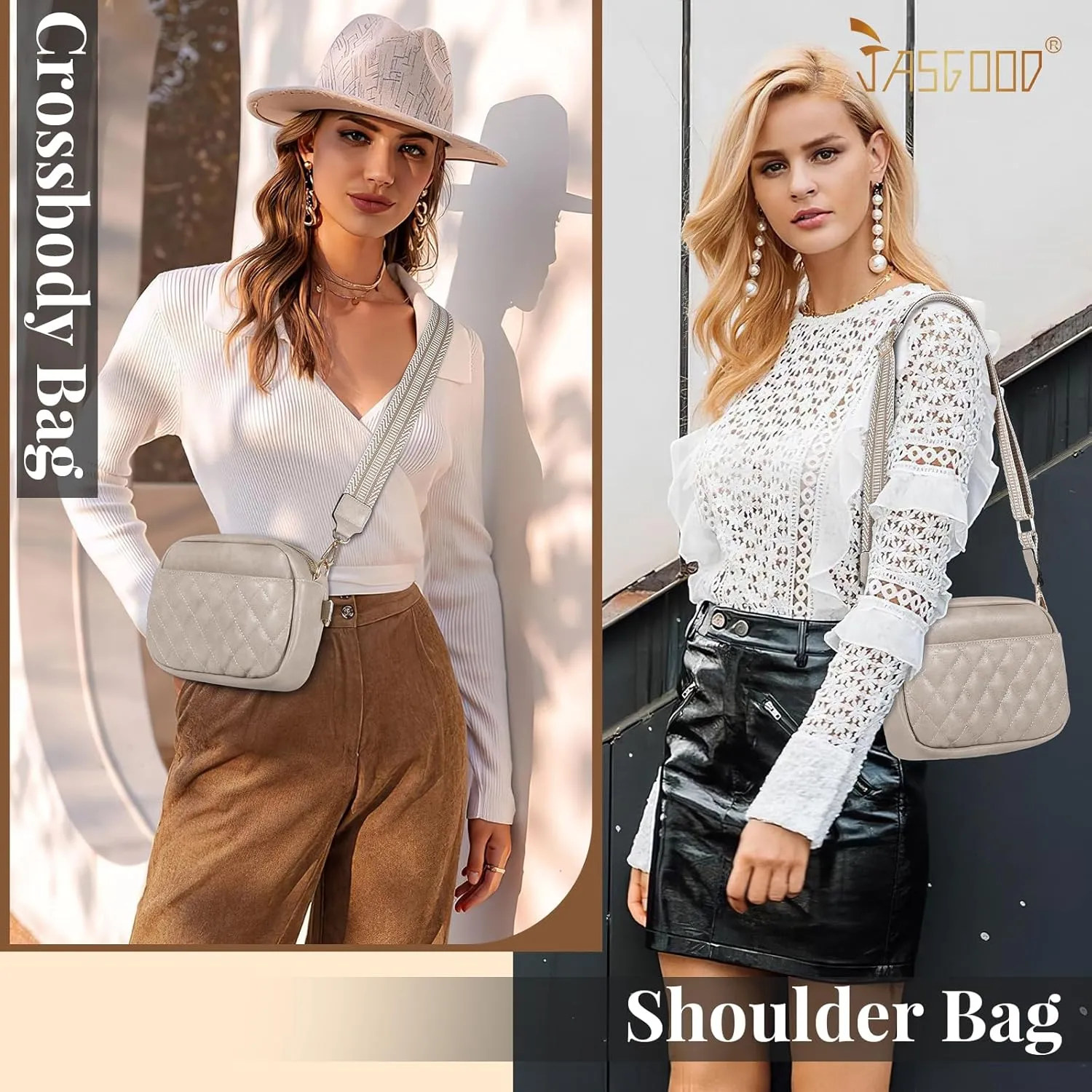 JASGOOD Crossbody Bags for Women, Leather Shoulder Purse and Handbags with Adjustable Strap