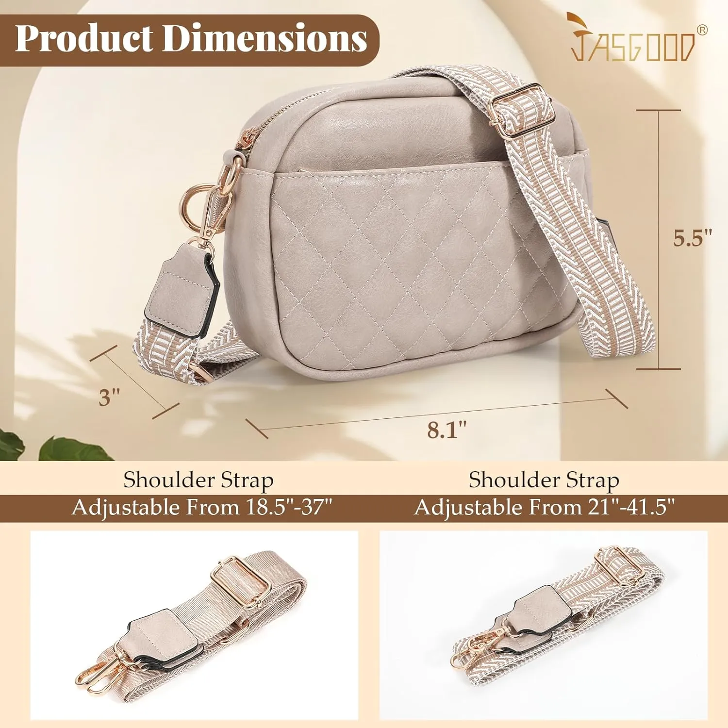 JASGOOD Crossbody Bags for Women, Leather Shoulder Purse and Handbags with Adjustable Strap