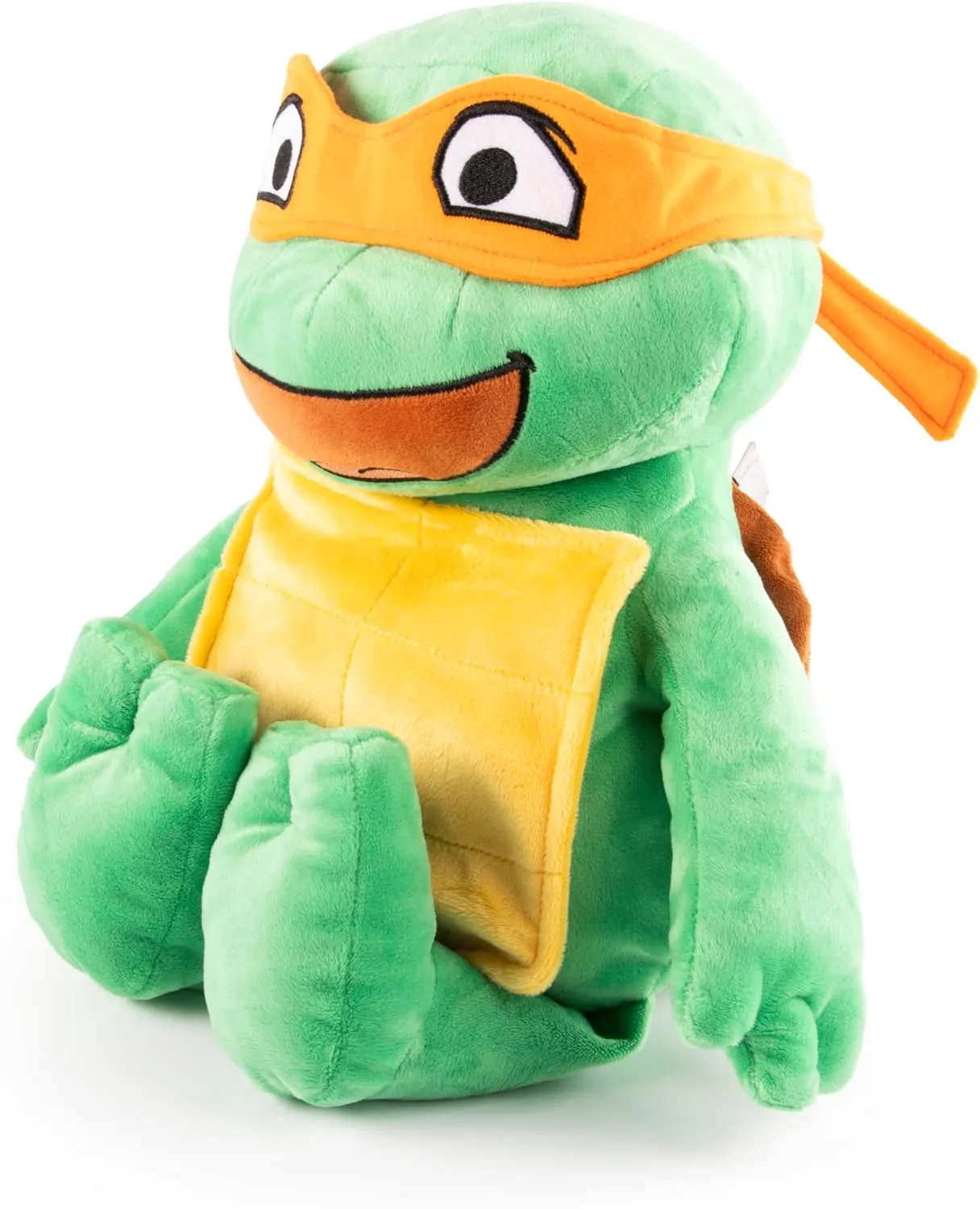 Jay Franco Weighted Nickelodeon Teenage Mutant Ninja Turtles Michaelangelo Plush Pillow Buddy - Super Soft Turtle Tots Character Pillow - Polyester Microfiber, 17 Inches, 2.5lbs