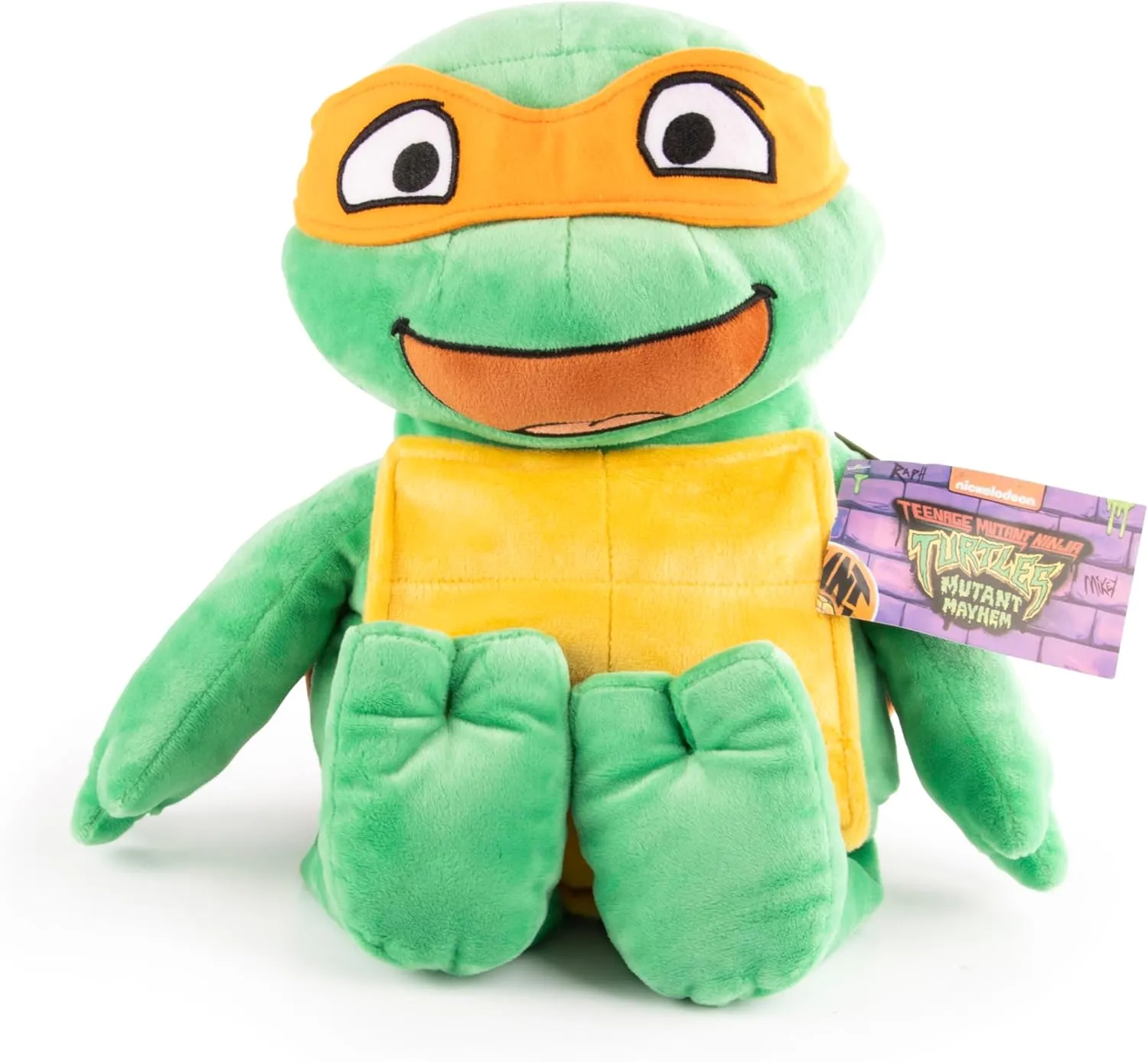 Jay Franco Weighted Nickelodeon Teenage Mutant Ninja Turtles Michaelangelo Plush Pillow Buddy - Super Soft Turtle Tots Character Pillow - Polyester Microfiber, 17 Inches, 2.5lbs