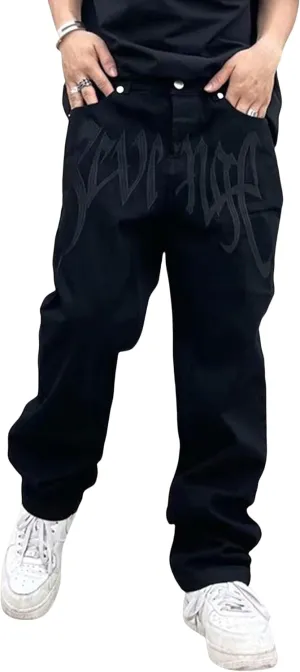 Jeans Y2k Men Hip Hop Baggy Denim Pants Vintage Skater Jeans Grunge Clothes Loose Fit Graphic Jeans