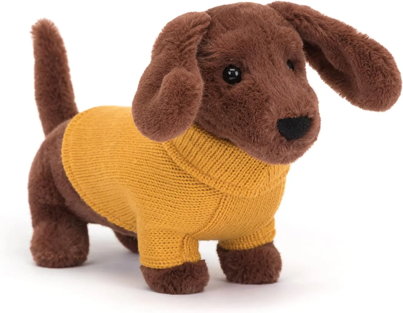 Jellycat Yellow Sweater Sausage Dog Stuffed Animal, 9.5 inches - Dogs & Puppies Plush Toy - Classic Children's Gift