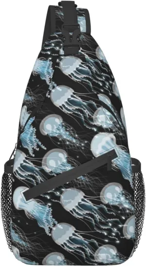 Jellyfish Sling Bag Sea Animal Crossbody Chest Daypack Casual Backpack Women Shoulder Bag For Travel Picnic
