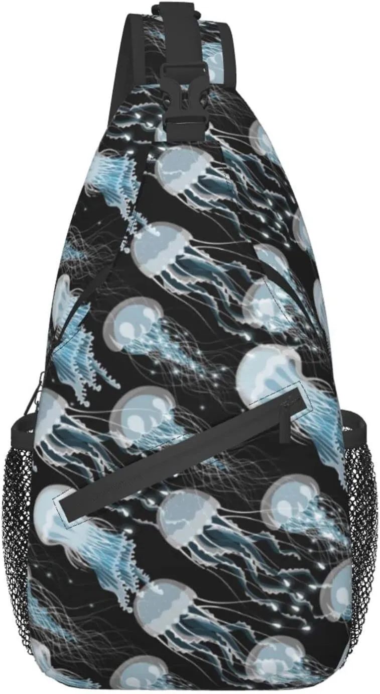 Jellyfish Sling Bag Sea Animal Crossbody Chest Daypack Casual Backpack Women Shoulder Bag For Travel Picnic