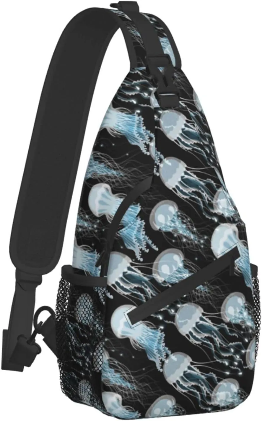 Jellyfish Sling Bag Sea Animal Crossbody Chest Daypack Casual Backpack Women Shoulder Bag For Travel Picnic