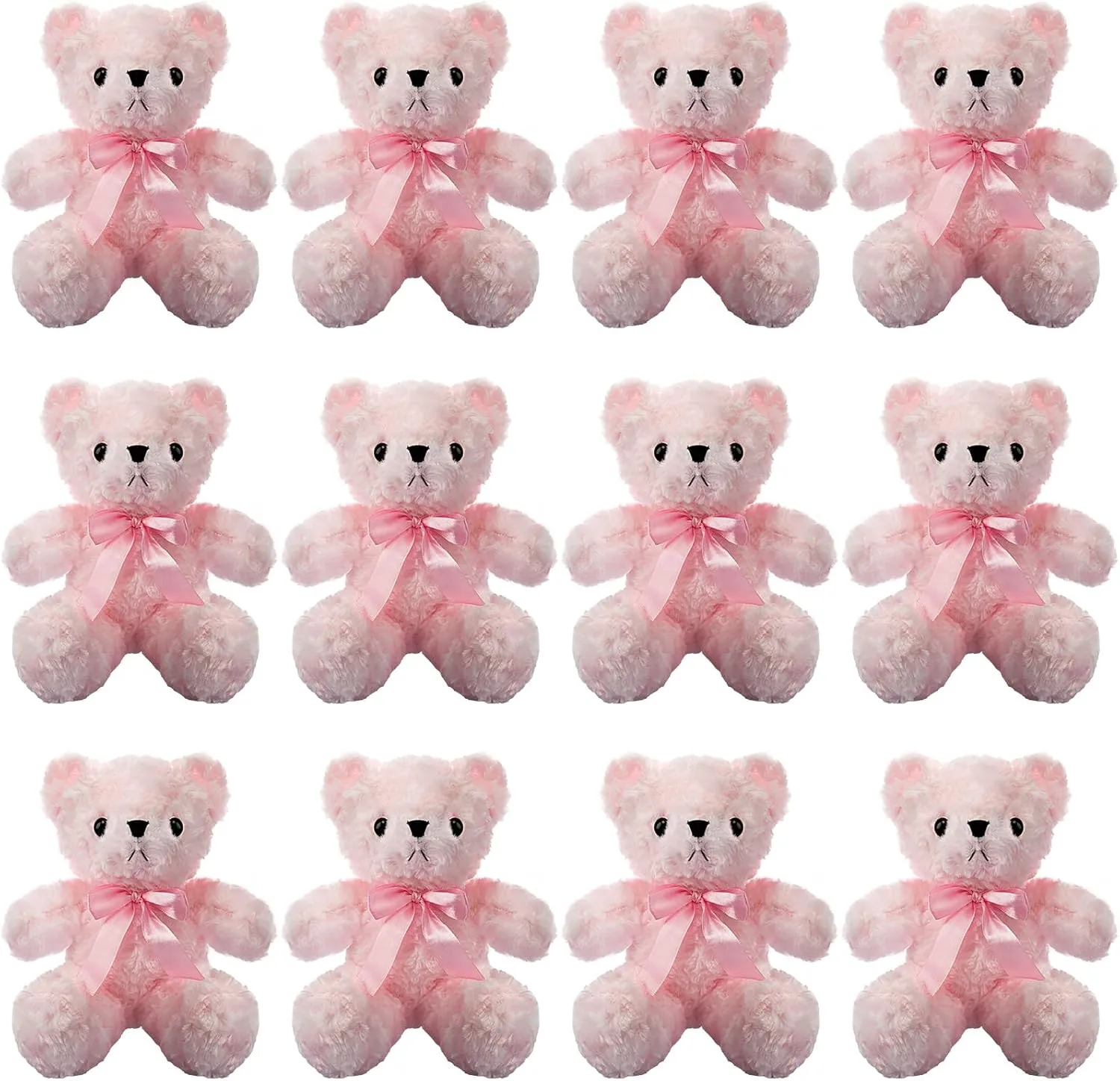 Jenaai 12 Pieces Stuffed Animals Stuffed Bear with Bow Soft Party Gift Plush Bears for Baby Shower Centerpieces Birthday Care Wedding Decorations Christmas, 11.8 Inch (Pink,Cute)
