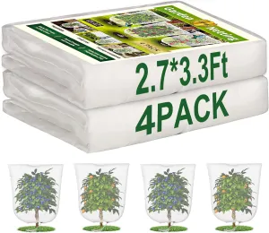 JERIA 4 Pack Insect Barrier Mesh Netting,3.3ft x 2.7ft Gardens Netting with Drawstring,Plants Cover Protection Netting for Blueberry Bushes, Fruit Trees