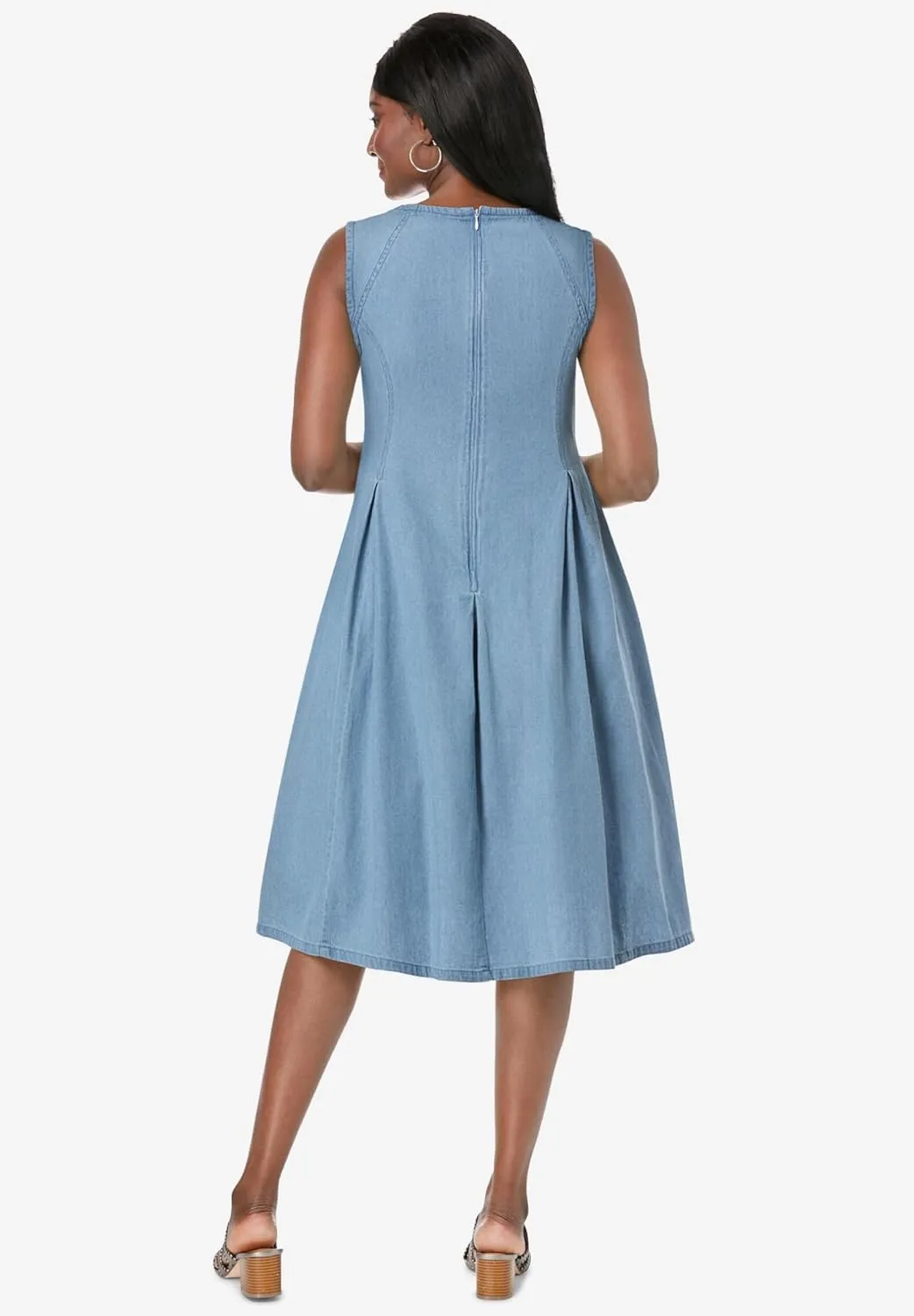 Jessica London Women's Plus Size Cotton Denim Dress