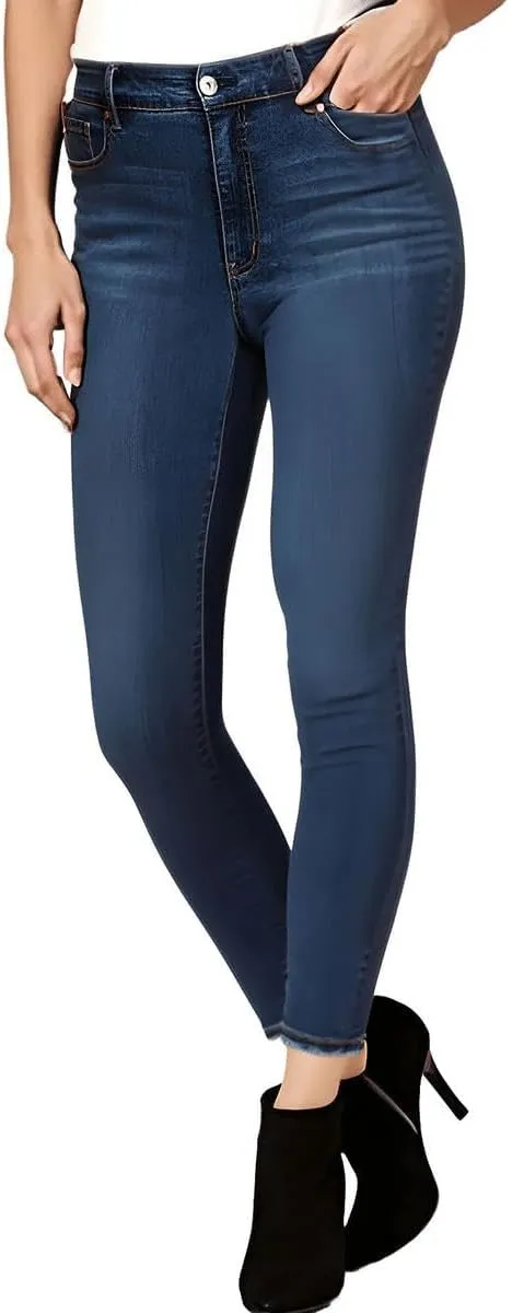 Jessica Simpson Womens Plus Kiss Me Mid-Rise Distressed Skinny Jeans