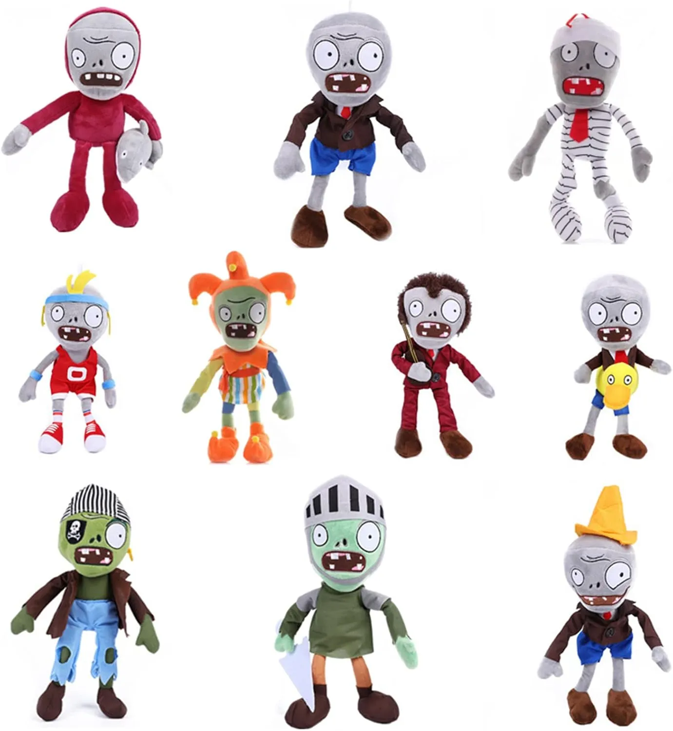 JHESAO 10 PCS Plants and Zombies PVZ Plush Zombies Brown Coat Toys Normal Zombies Plushies PVZ 1 2 Stuffed Soft Doll Gray Zombies New