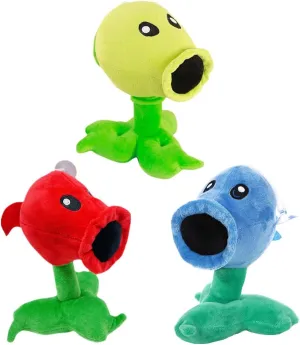 JHESAO 3 PCS Plants and Zombies Peashooter Plush Pea Sets Zombies Toys PVZ Plushies 1 2 Stuffed Soft Doll Pea 3 New