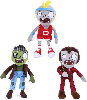 JHESAO 3 PCS Plants and Zombies Plush Toy Zombies Sets Football, Sport Plushies 1 2 Stuffed Soft Pirate Doll, Guitar PVZ Plushies Figure Doll New