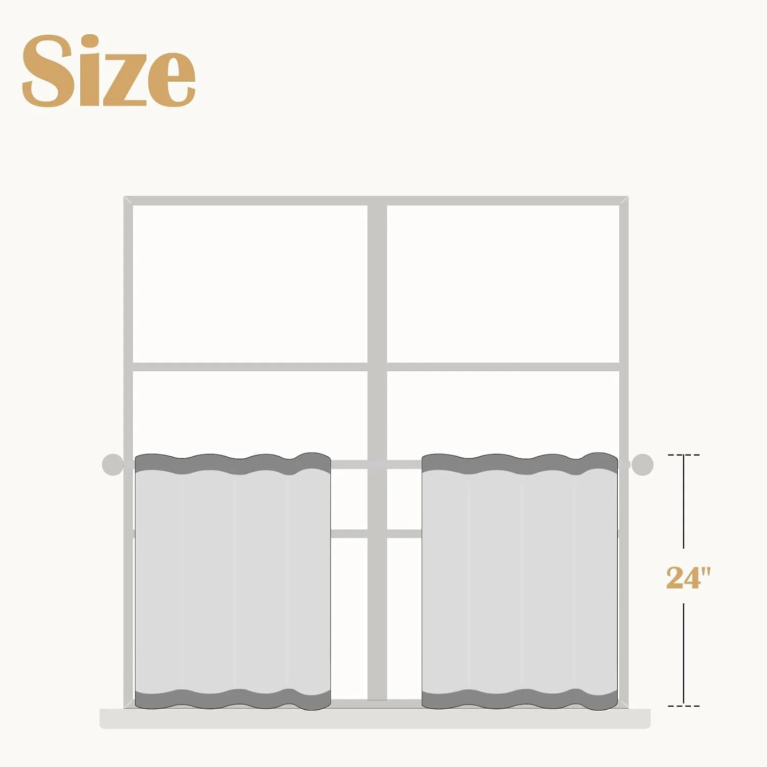 jinchan Linen Kitchen Curtains Geometric Tile Print Light Filtering Small Window Cafe Curtains Farmhouse Rustic Boho for Laundry Room Bathroom RV Rod Pocket 2 Panels 24 Inch Taupe