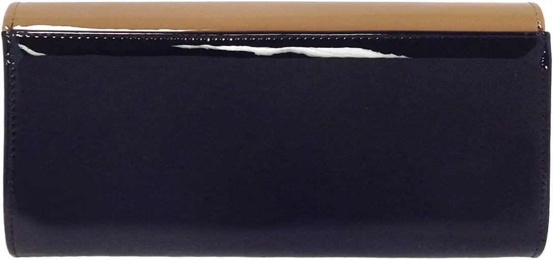 JNB Faux Patent Leather Color Block Clutch