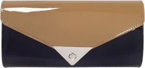 JNB Faux Patent Leather Color Block Clutch