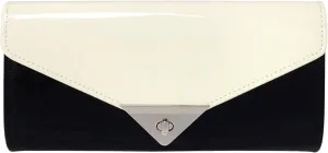 JNB Faux Patent Leather Color Block Clutch