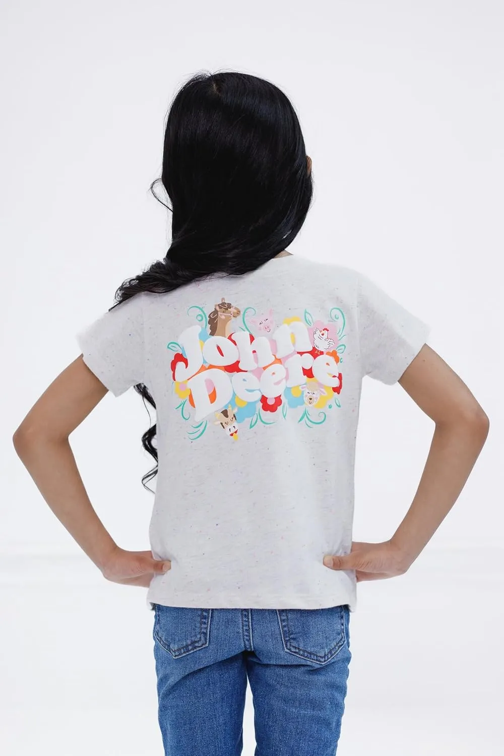 John Deere Farm Animals Girls T-Shirt Toddler to Little Kid Sizes (2T - 7-8)