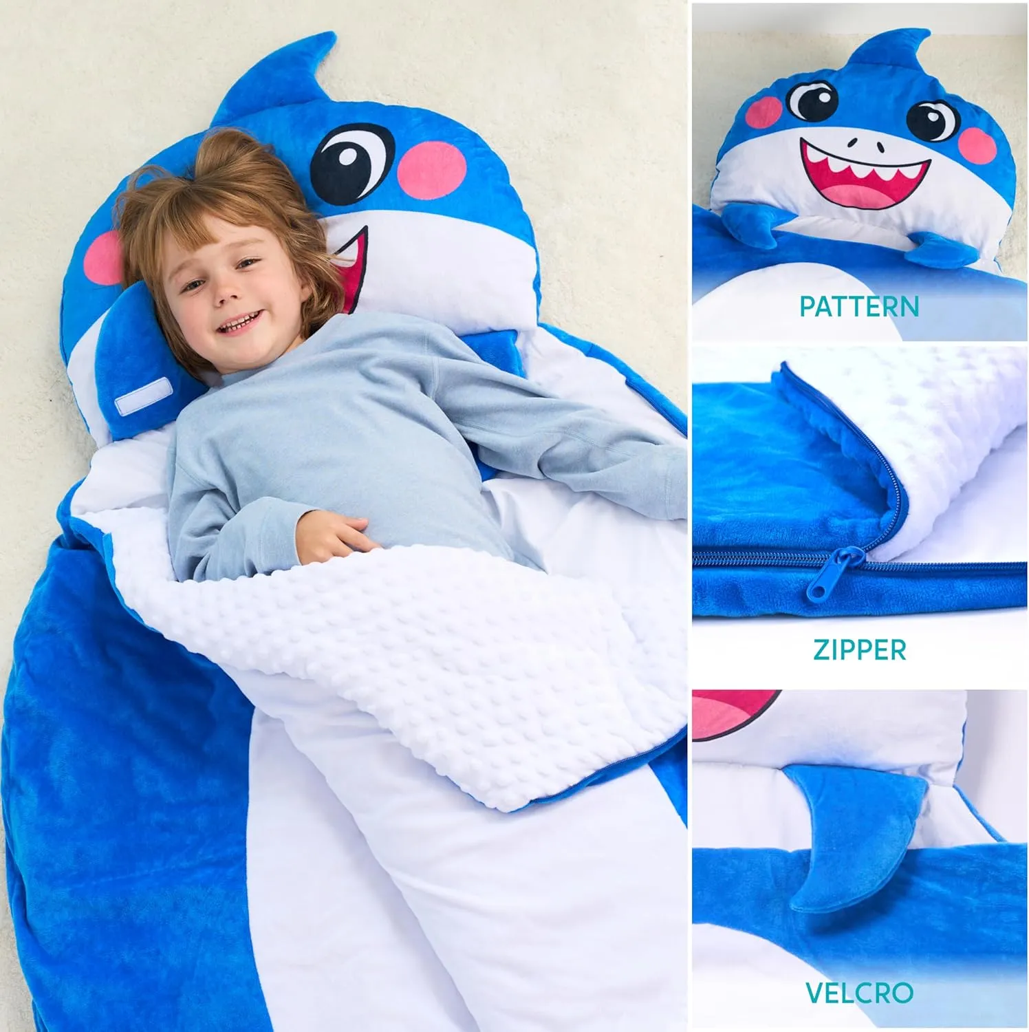 JOIEDOMI Kids Sleeping Bag Toddler Nap Mat with Pillow & Blanket 60" x 39" for Kids Ages 3  Soft Plush Sleeping Mat for Preschool and Boys Girls Kindergarten Daycare Sleepover