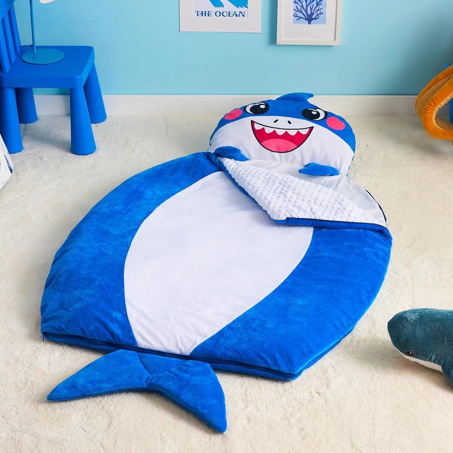JOIEDOMI Kids Sleeping Bag Toddler Nap Mat with Pillow & Blanket 60" x 39" for Kids Ages 3  Soft Plush Sleeping Mat for Preschool and Boys Girls Kindergarten Daycare Sleepover
