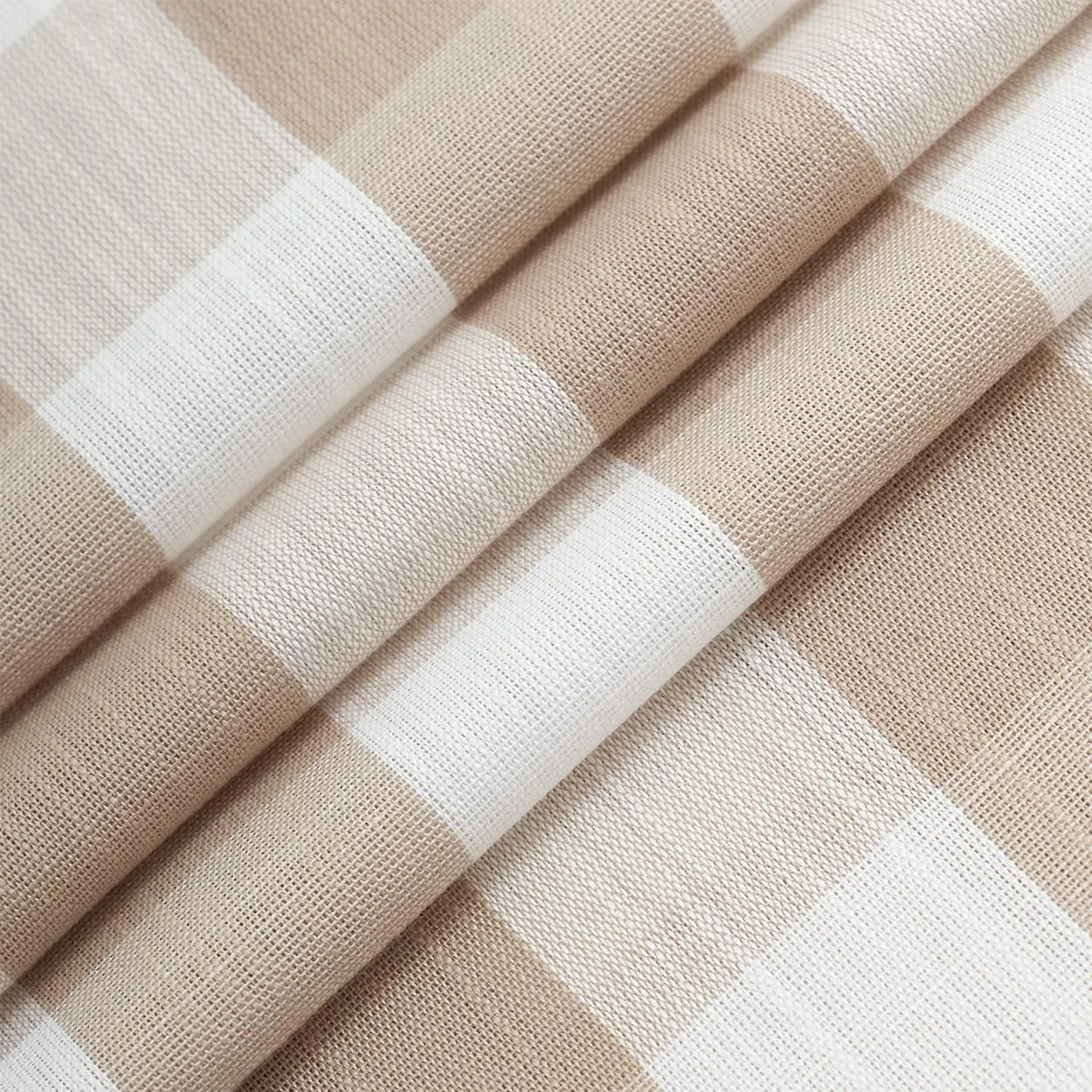 Jubilantex Buffalo Check Semi Sheer Curtain Panels Tan White Gingham Curtains Farmhouse Grommet Window Drapes for Living Room Bedroom 52"x84",2 Panels