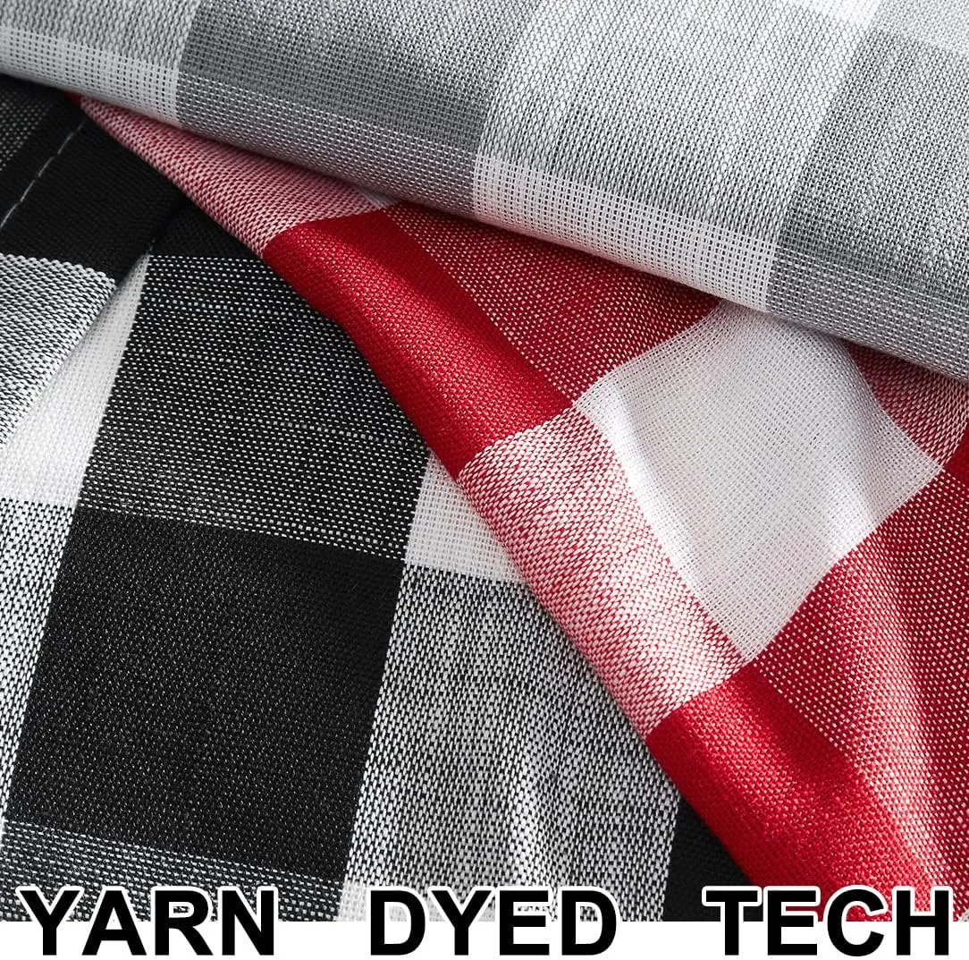 Jubilantex Red and Whitec Buffalo Check Semi Sheer Curtain Panels Gingham Curtains Farmhouse Style Grommet Top Window Drapes for Holiday Living Room Bedroom 52"x84",2 Panels