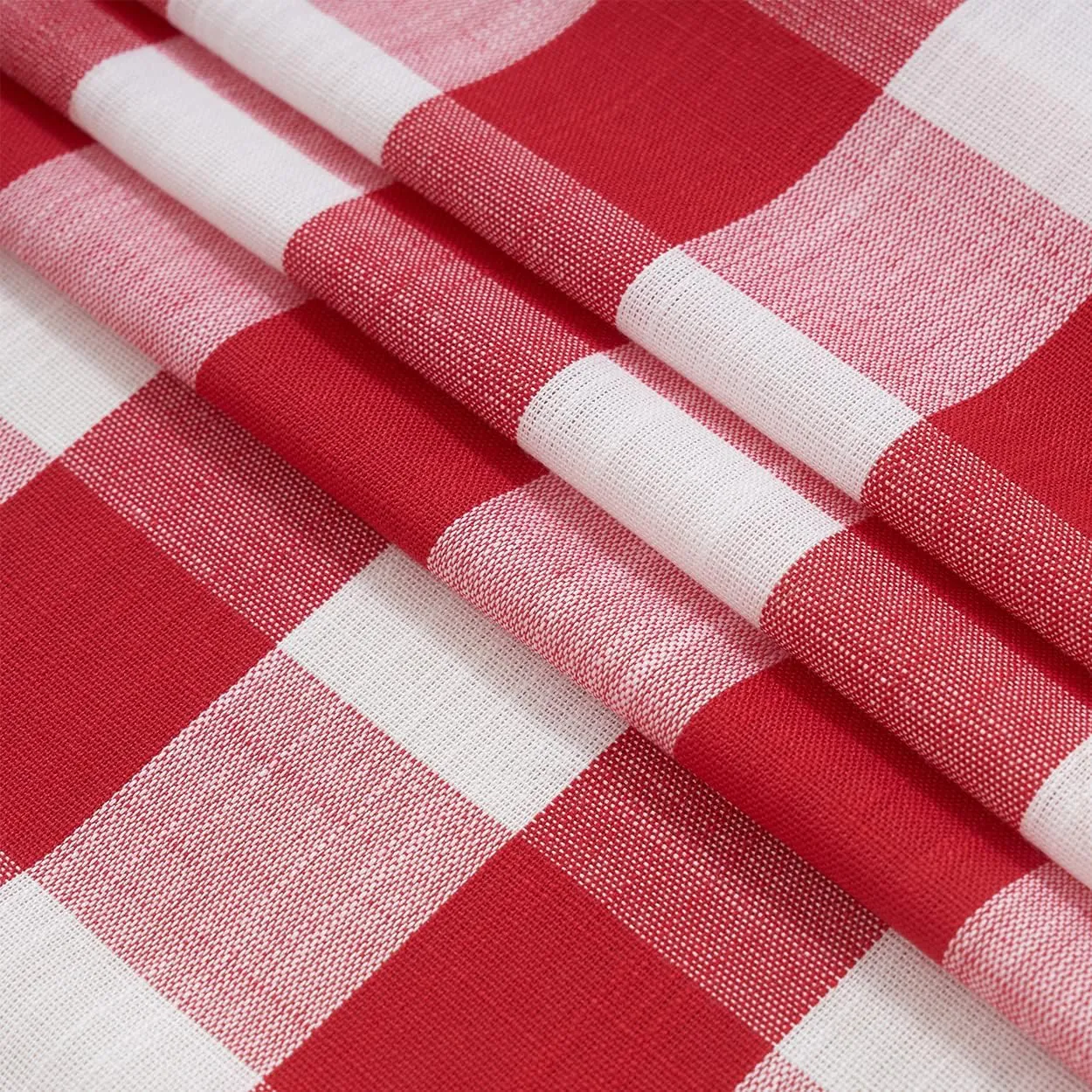 Jubilantex Red White Buffalo Check Semi Sheer Curtain Panels Gingham Plaid Textured Curtains Drapery,Farmhouse Grommet Window Drapes for Living Room Bedroom Kids Room,2 Panels,40"x95"