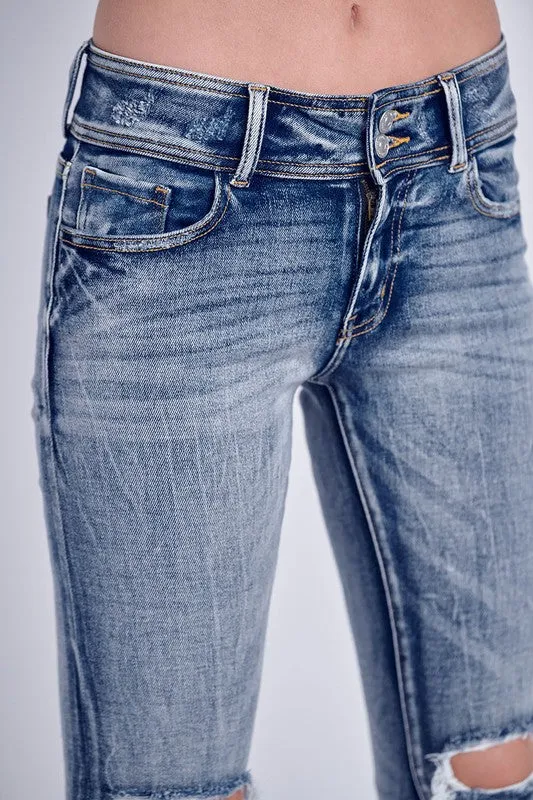 Juliet Mid Rise Stretch Ankle Skinny Straight W/ Cuff