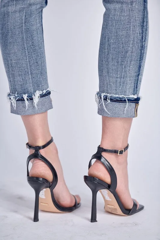 Juliet Mid Rise Stretch Ankle Skinny Straight W/ Cuff